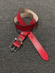 Vanan vintage小众简约高级感通勤皮带 中古真皮宫廷雕花针扣腰带