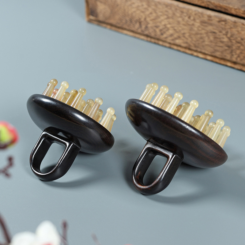 天然紫光檀按摩梳头部经络梳