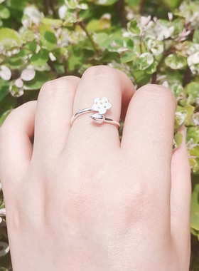 999纯银戒指莲花莲蓬指环开口素圈纯银活口个性简约气质戒子