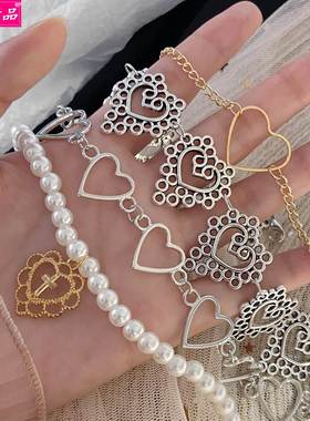sweet choker retro girl necklace short heart clavicle chain
