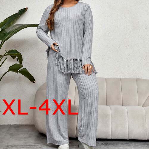 autumn winter knit sweater pants suit Two piece set women 4X