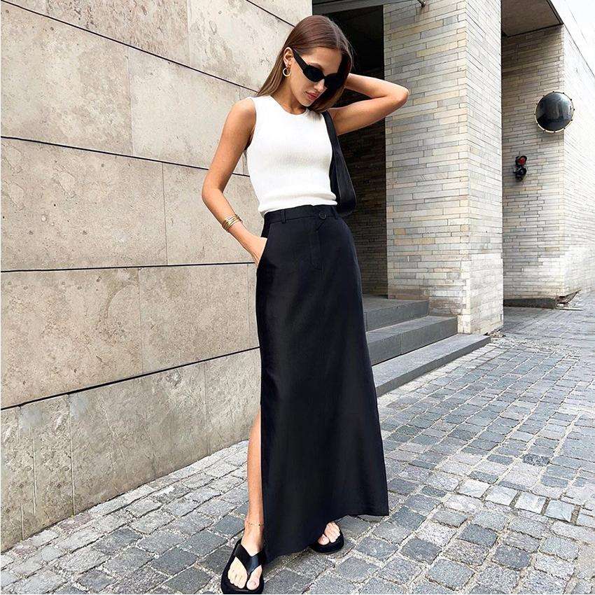 2024裙简约高级感休闲百搭中长裙通勤气质设计感A裙women clothes