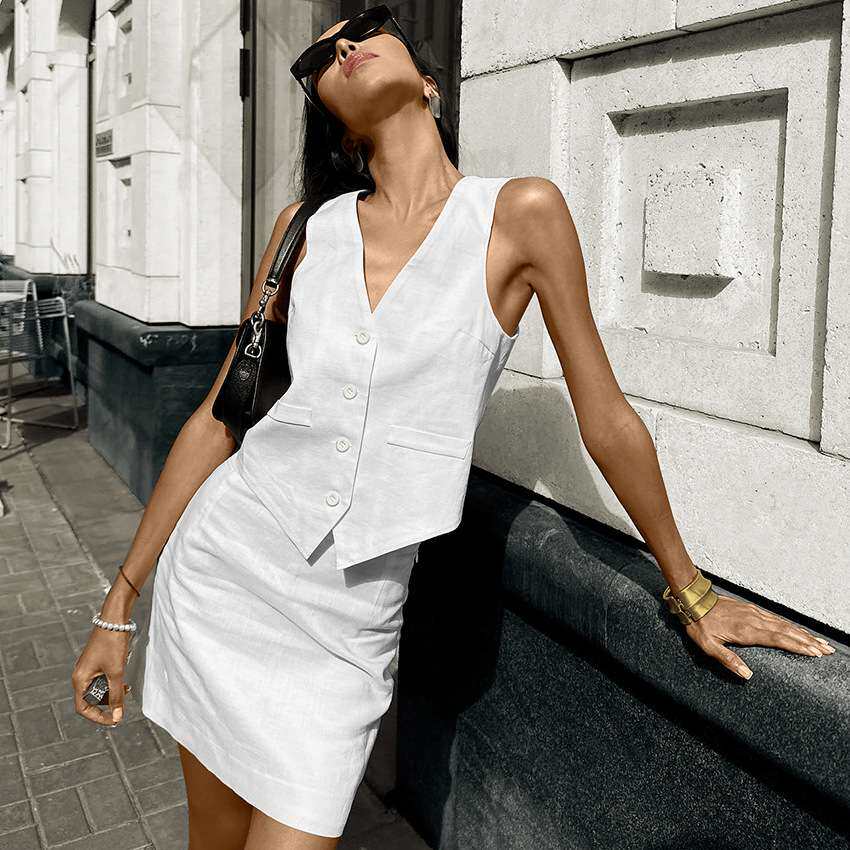 2024身百搭裙套装新款热卖休闲时尚棉麻两件套女装women clothes