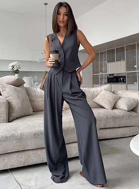 2024身灰色休闲套装春夏新款高气质时尚小众两件装women clothes