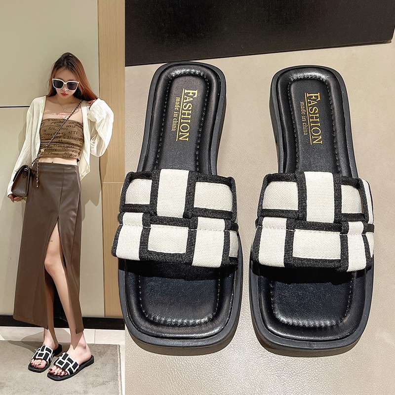 women shoes女外穿夏季新款韩版一字拖平底沙滩鞋凉拖女鞋子2024