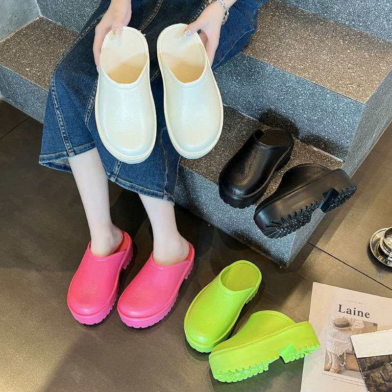 women shoes新款外穿欧美ins潮流时尚6CM增高包头休闲凉拖鞋2024