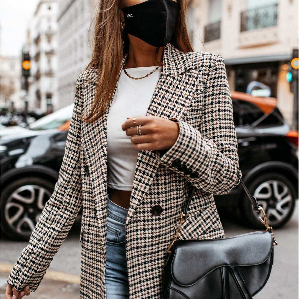 2024wish欧美格子小西装外套women clothes