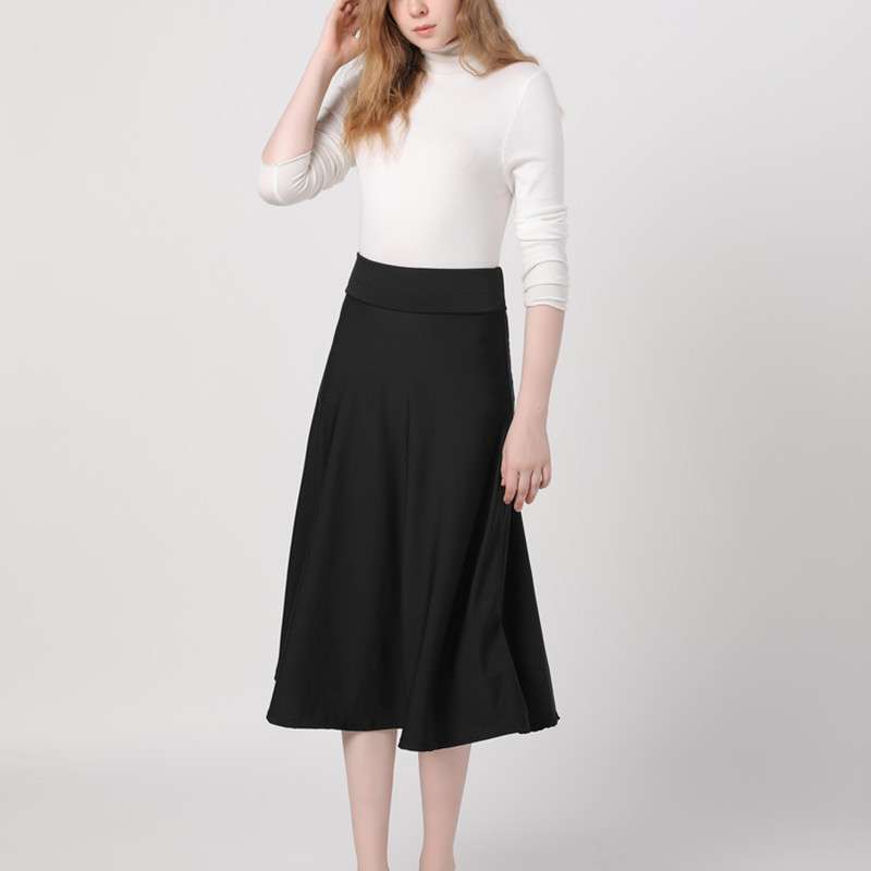 2024忆黑猫75CM长款百褶太阳裙半身长裙松紧腰带款women clothes