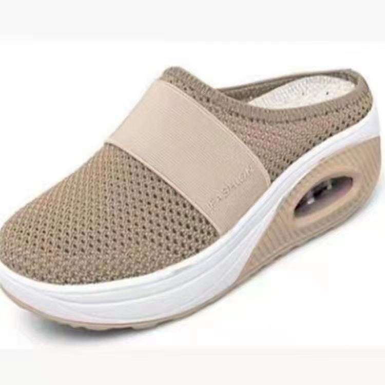 women shoes跟一脚蹬女士懒人气垫镂空网面透气包头半拖女鞋2024