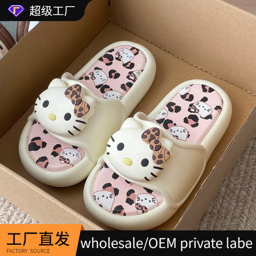 可拆卸爆款可爱小猫拖鞋女外穿夏季简约甜美印花小众eva凉拖批发