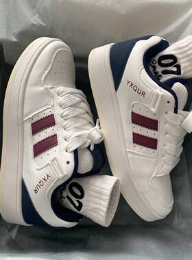 港风小众设计厚鞋舌面包鞋板鞋男ins国潮学生百搭休闲小白鞋子女