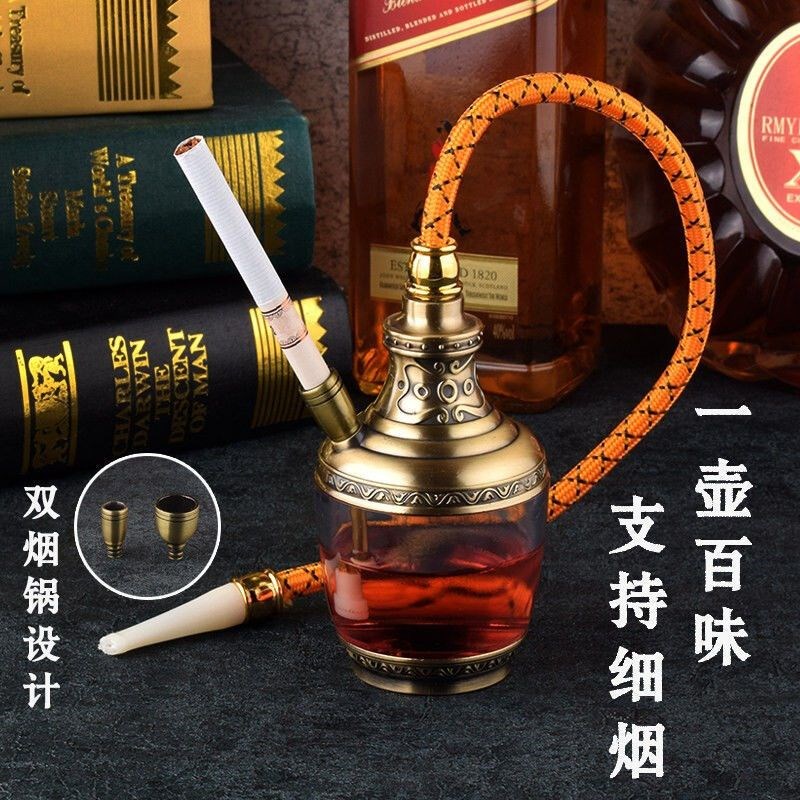 水烟斗水烟袋复古大号水烟壶烟斗丝卷烟两用烟具循环过滤烟嘴健康