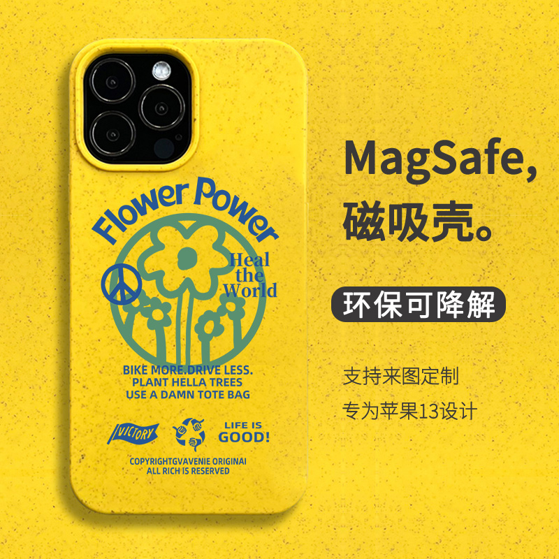 可降解环保磁吸手机壳个性苹果