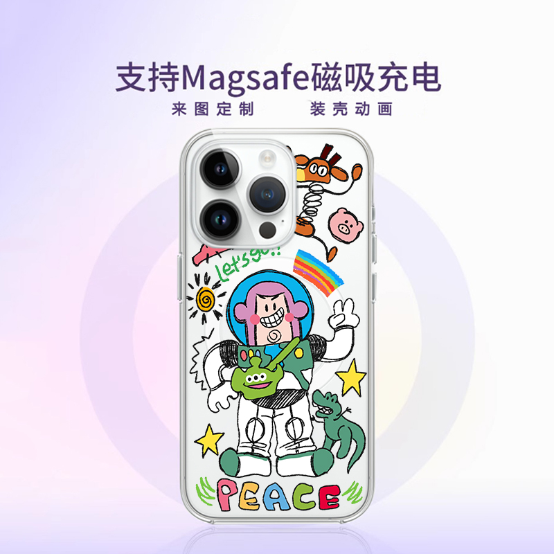 张晚意同款手机壳tag适用于苹果15PROMAX透明磁吸iphone14pro新款Magsafe气囊支架13卡包配件12PM装壳动画ins