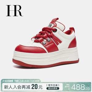 HR赫莲娜休闲板鞋2026年冬季新款女鞋子厚底内增高米红时尚运动鞋