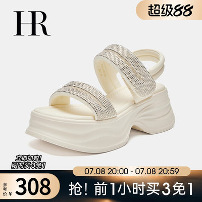 HRCASUAL一字带凉鞋厚底魔术贴