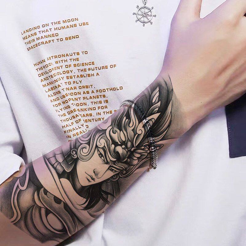 新款小清新赵云赵子龙男女防水持久大图案纹身贴半臂贴纸个性霸气