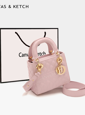 官网CANVAS&KETCH粉色菱格戴妃包女生生日礼物2025新款轻奢手提包