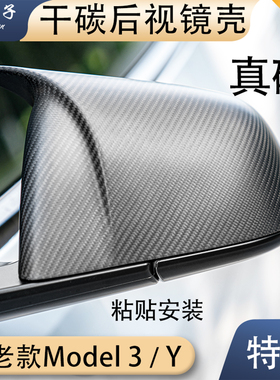 碳公子特斯拉Model3Y真干碳纤维后视镜壳牛角焕新版替换倒车TESAL