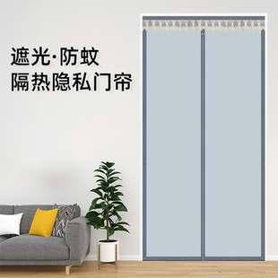 新中式布艺隐私防蚊透气家用卧室遮挡全磁条遮光隔断帘免打孔门帘
