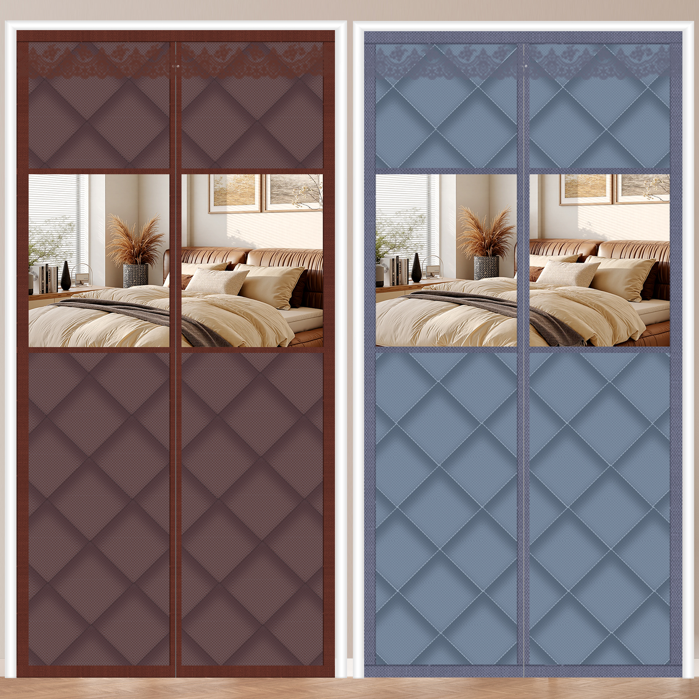 免打孔加厚全磁条棉门帘防风保暖