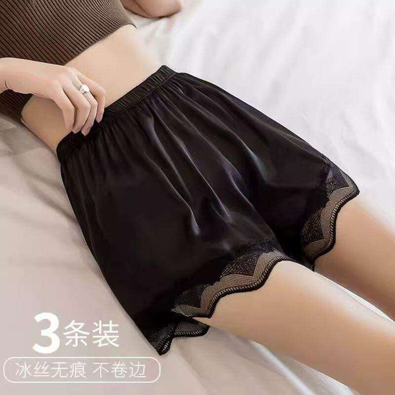 凉爽冰丝绸大码短裤女夏季宽松睡裤三分裤安全裤女士打底裤家居裤
