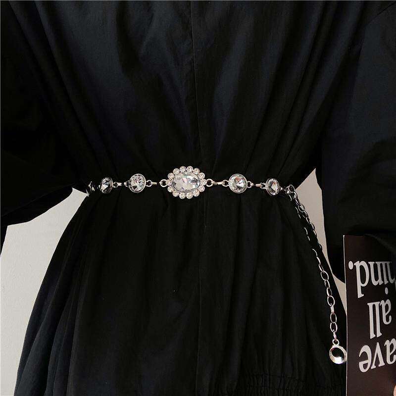 高级感水钻腰链女链子百搭金属腰带装饰配裙子汉服牛仔裤配饰收腰