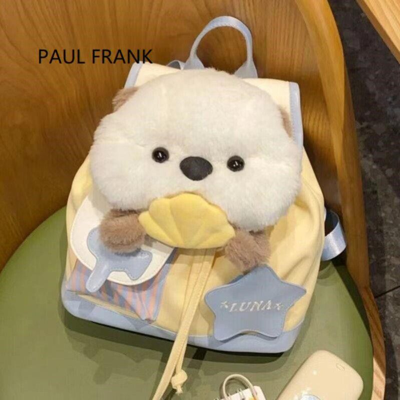 可爱大容量帆布小狗双肩包2025新款小众毛绒少女背包玩偶通勤书包