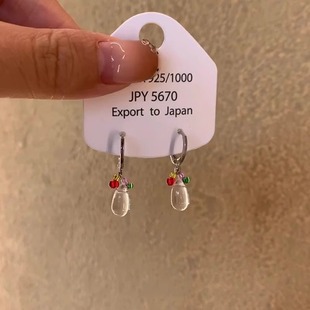 清透露珠水滴耳环2025新款爆款高级感夏季耳饰小众设计时尚耳钉女