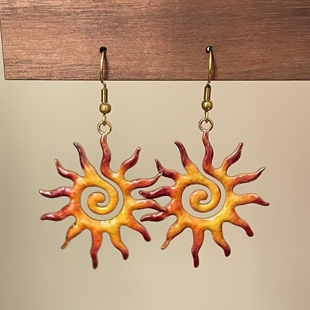 复古金色太阳耳环高级感轻奢小众精致贵气耳钉秋冬百搭气质耳饰女