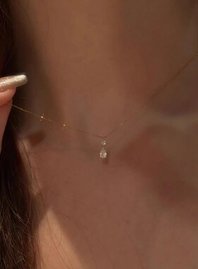 清冷感爆闪水滴项链女款轻奢小众