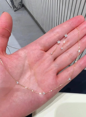 细闪四芒星项链女轻奢小众锁骨链