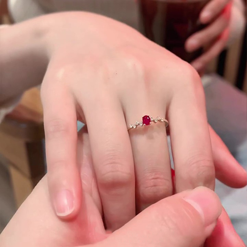 鸽血红戒指女小众设计轻奢高级感
