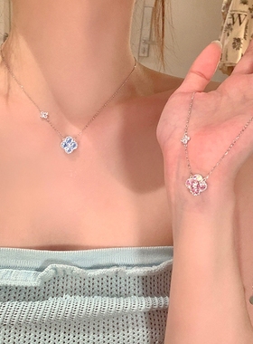 爆闪幸运四叶花项链女款夏季配饰