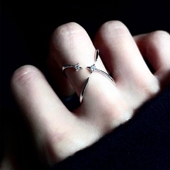 四芒星轨迹戒指女小众设计轻奢高级感正反两戴冷淡风个性 时尚 指环