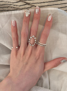 叠戴椭圆戒指女小众设计轻奢高级