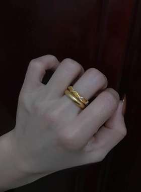 金色泥鳅背麦穗编织素圈戒指女款