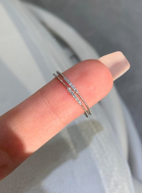 超闪素圈戒指女小众设计叠戴指环