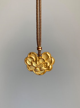 金色双面浮雕莲花毛衣链秋冬项链