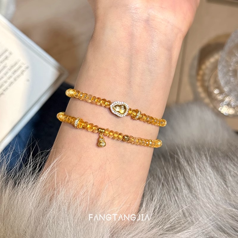 仿黄水晶葫芦手链女轻奢小众精致