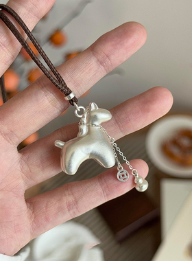 本命年小马吊坠项链女长款毛衣链