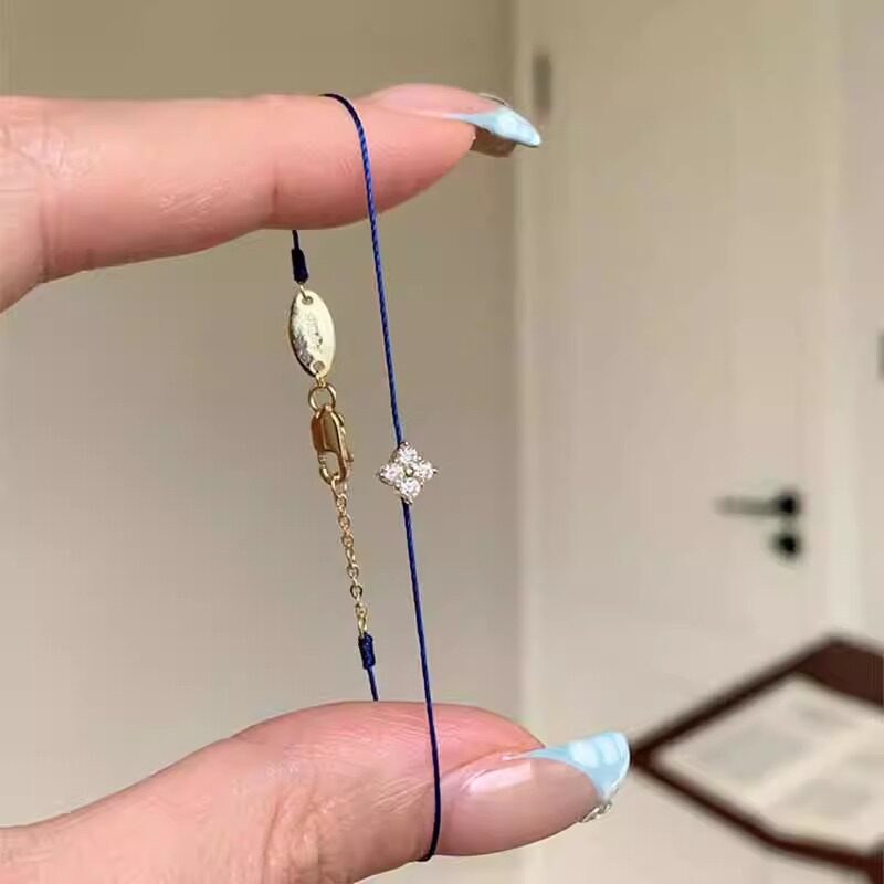蓝色显白四叶草手链轻奢小众精致图片