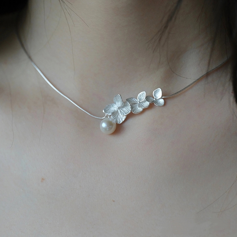 绣球花仿珍珠项链女款2025新款