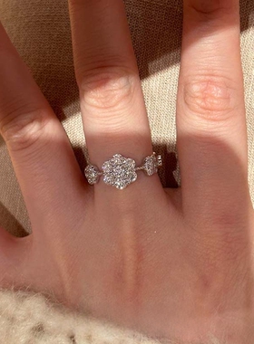 超闪花朵戒指女小众设计轻奢指环