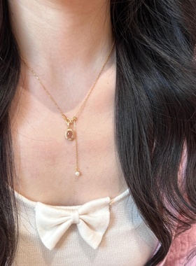 蛋面四叶草跑环项链女款2025新款