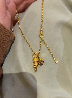 骰子十字架吊坠项链女高级感轻奢