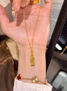 爆闪碎冰冰方条吊坠项链女本命年