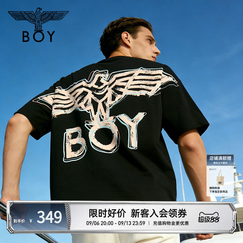 【夏日涂鸦】BOYLONDON潮流撞色夏季纯棉短袖26年男女T恤N01932图片