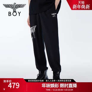 老鹰烫银涂鸦潮牌休闲裤 针织长裤 N15960 情侣款 BOYLONDON春季