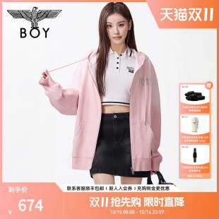 粉色渐变清新连帽开衫 情侣款 卫衣外套N06005 秋季 BOYLONDON25新品